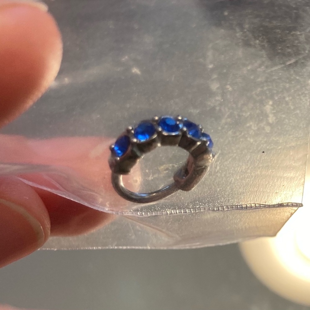 NWOT helix ring with 5 blue seaglass stones